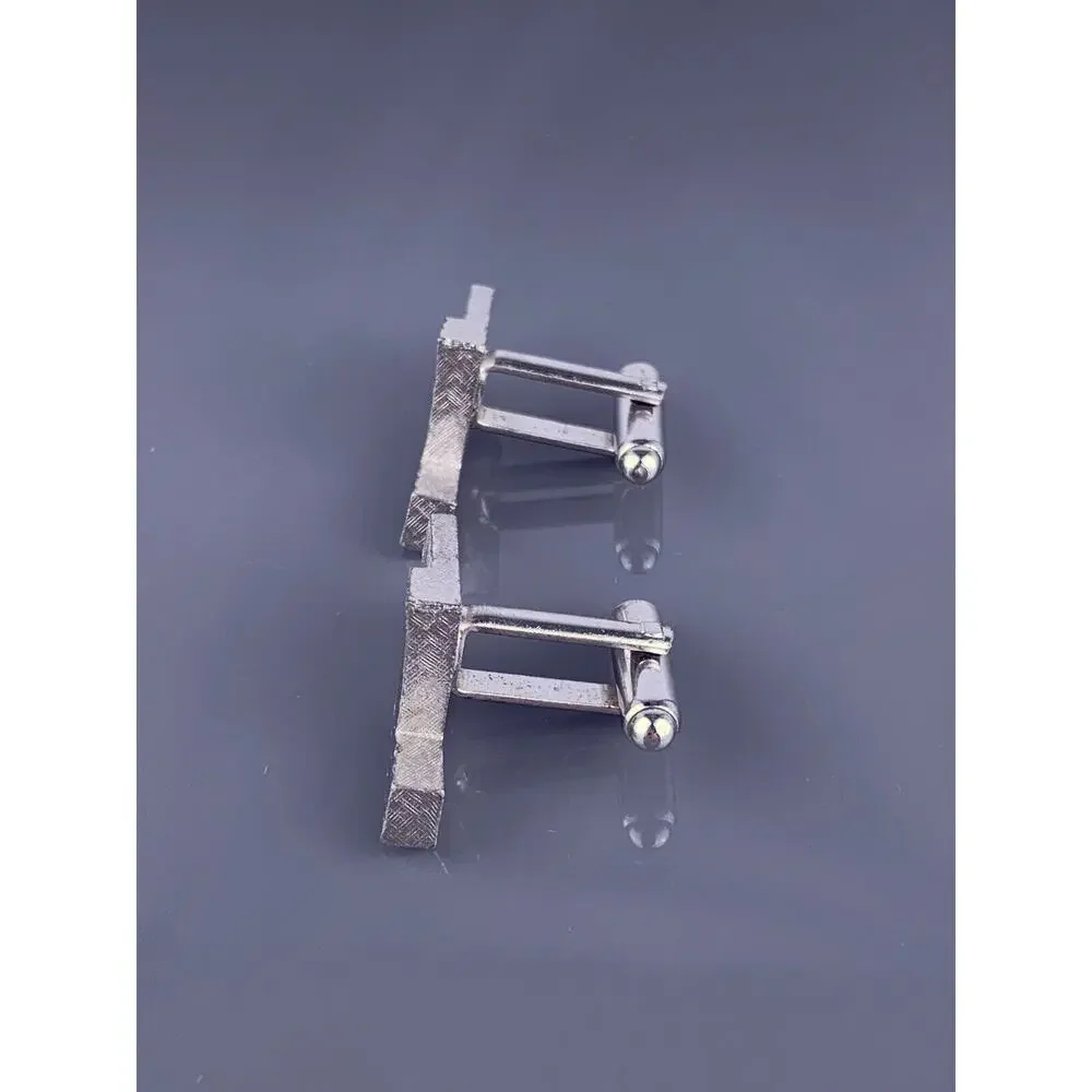 L Initial Monogram Cufflinks Silver Tone Bold Block Font MCM Dante Vintage